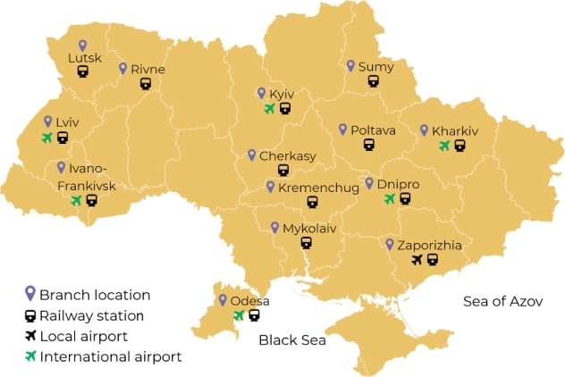 We have got 14 branches throughout Ukraine